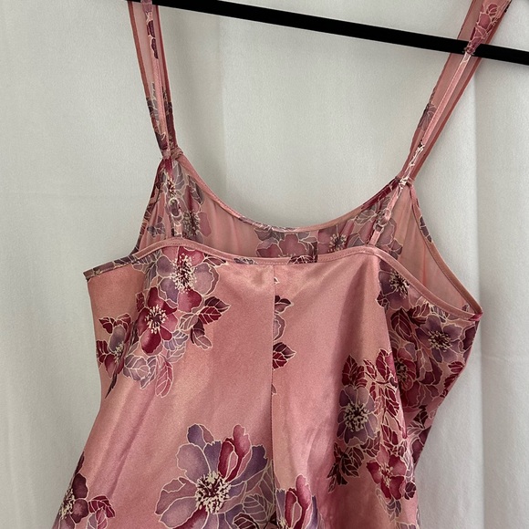 Vintage L.A. Intimates Pink Floral Spaghetti Strap Night Gown Dress Size Small - Picture 8 of 9